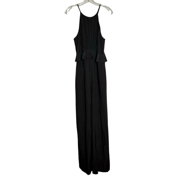 Zimmermann Ruffle Trimmed Silk Crepe De Chine Jumpsuit Size 1/S Black Wide Leg - Picture 12 of 15